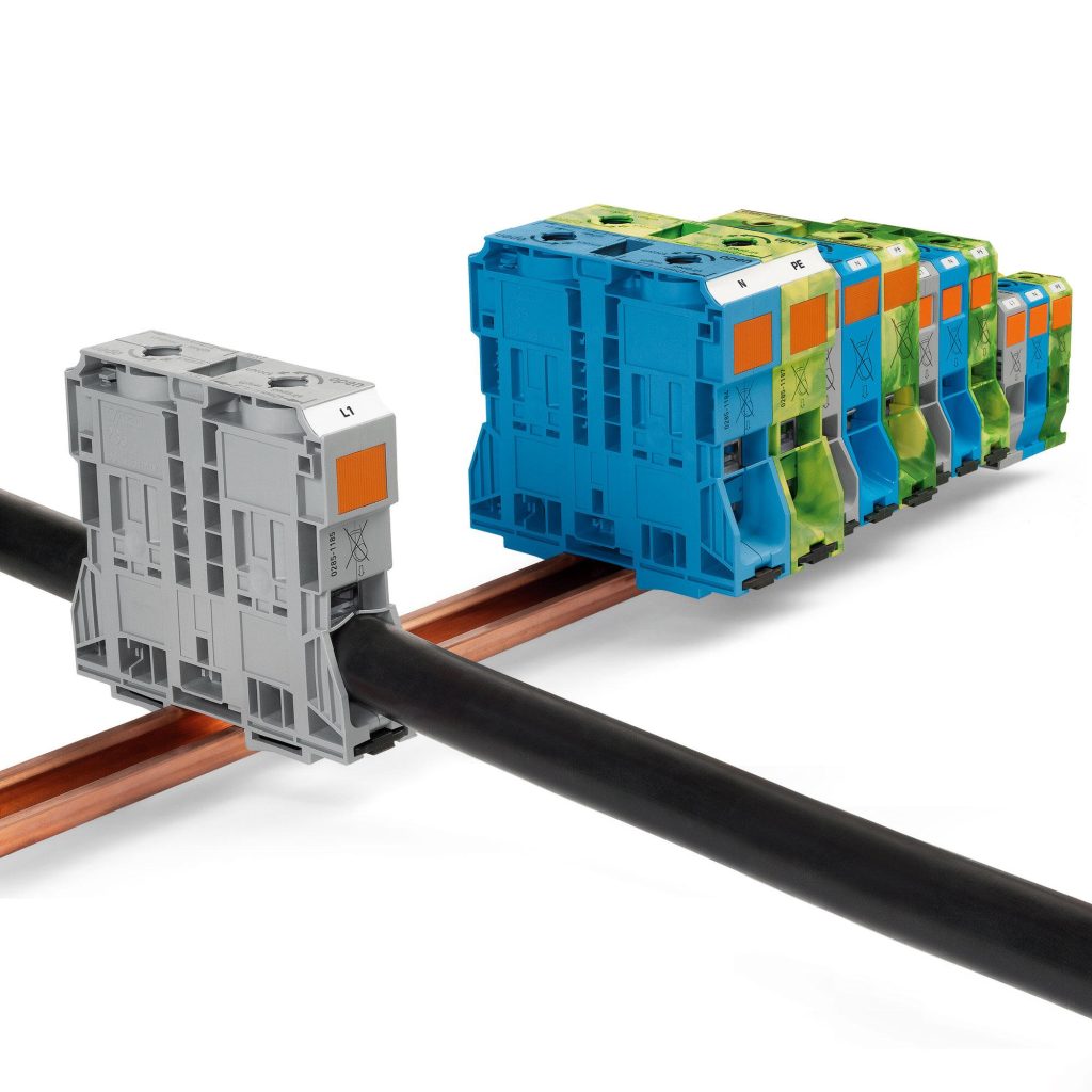 Сильнострумові рейкові клемні колодки: POWER CAGE CLAMP